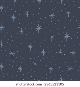 Christmas seamless pattern with stars or snowflake background. Scandinavian style. Modern design for clothes, fabric, paper, cover, interior decoration, wallpaper. Vector illustration