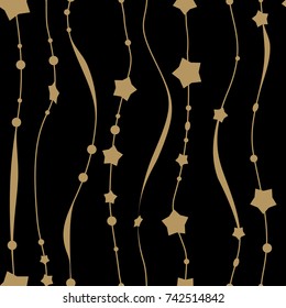 Christmas seamless pattern with stars. Xmas garland vector background