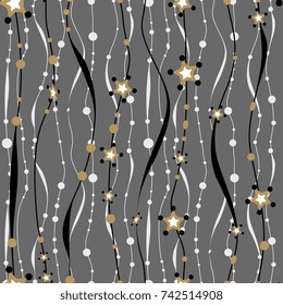 Christmas seamless pattern with stars. Xmas garland vector background