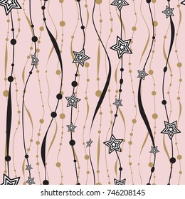 Christmas seamless pattern with stars. Xmas garland vector background