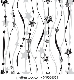 Christmas seamless pattern with stars. Xmas garland vector background