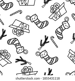 Patrón de Navidad sin fisuras al estilo de doodle.
