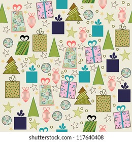 Christmas seamless pattern in the style retro.