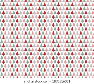 Christmas seamless pattern with stylized and colorful Christmas forest of trees.