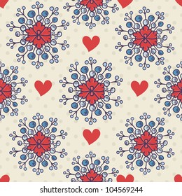 Christmas seamless pattern with stylized snowflakes