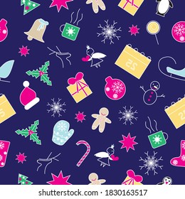 Christmas seamless pattern for textile, wrapping, wallpaper, digital paper