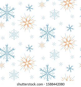 Christmas seamless pattern of tools laid out in the shape of snowflakes. Vector background for construction tools store, technical support, others.