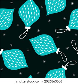 Christmas seamless pattern with toys. Hand-drawn vector illustration. Background for Christmas gift wrapping paper, packaging, boxes, bags, postcards, textiles, interior decor.
