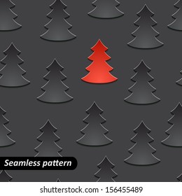 Christmas seamless pattern with christmas tree. Happy New Year greeting card. Vector illustration EPS 10.