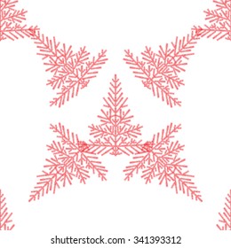 Christmas seamless pattern with christmas tree. Pine tree forest seamless pattern background. Vector seamless pattern of red christmas tree on isolated background