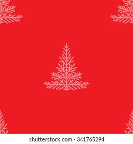 Christmas seamless pattern with christmas tree. Pine tree forest seamless pattern background. Vector seamless pattern of red christmas tree on isolated background