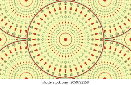 Christmas seamless pattern with Christmas tree, snowflake, stars