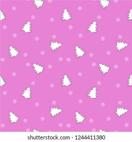 Christmas seamless pattern with christmas tree and snowflakes, vector background.Design template for wallpaper,fabric,wrapping,textile