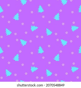 Christmas seamless pattern with christmas tree and snowflakes, vector background.Design template for wallpaper,fabric,wrapping,textile