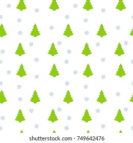 Christmas seamless pattern with christmas tree and snowflakes, vector background