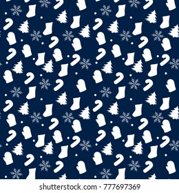 Christmas seamless pattern with christmas tree and snowflakes, vector background
