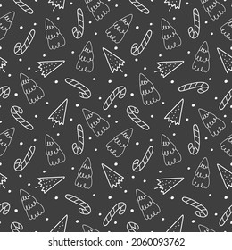 Christmas Seamless Pattern.Fir Trees Arranged Chaotically. Vector Illustration