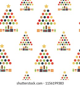 Christmas seamless pattern of Christmas trees on white background.
