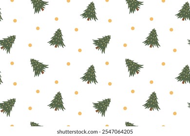 Weihnachten nahtlose Muster von Weihnachtsbäumen auf weißem Hintergrund. Weihnachtlicher Hintergrund. Weihnachtspapier.	