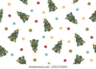 Christmas seamless pattern of Christmas trees on white background. Christmas background. Christmas wrapping paper.