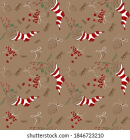 Christmas seamless pattern with Christmas trees, Christmas sets, Surface design for textile, fabric, wallpaper, wrapping, gift wrap, paper, scrapbook and packaging. Vector