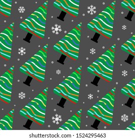 Christmas seamless pattern with trees and snow