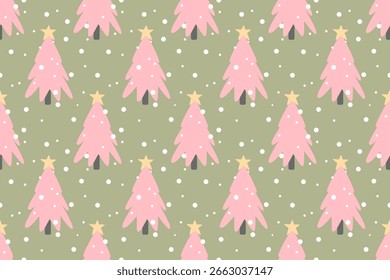 Patrón inconsútil de la Navidad con las estrellas y los copos de nieve de los árboles de Navidad	