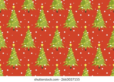 christmas seamless pattern with christmas trees stars and snowflakes	