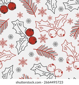 christmas seamless pattern with christmas trees stars and snowflakes
