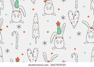 natal padrão sem emenda com árvores de natal estrelas animal e boneco de neve