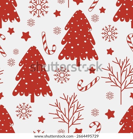 christmas seamless pattern with christmas trees stars and snowflakes