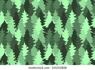 christmas seamless pattern of trees vector new year background. green new year forest vector illustration