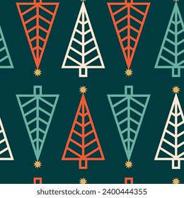 Christmas seamless pattern with trees. Vector illustration.