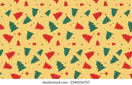 Christmas Seamless Pattern with Christmas Trees for Wrapping Paper, Background, or Wallpaper