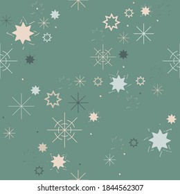 Christmas seamless pattern with various sparks. Wrapping paper, texture, pattern, holiday backdrop pattern. EPS 10.