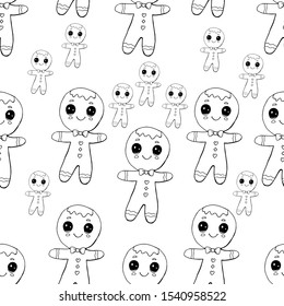 christmas seamless pattern vector with gingerbread vector