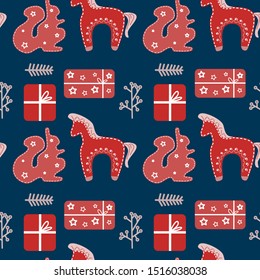 Christmas seamless pattern. Vector illustration.