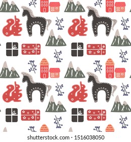 Christmas seamless pattern. Vector illustration.