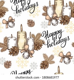 Weihnachtsnahtloses Muster. Vektorgrafik, Handzeichnung.