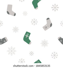 Christmas Seamless pattern vector illustration, christmas trees pine and snowflakes pattern, digital paper