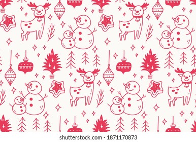 Ilustración vectorial de patrón ininterrumpida de Navidad, papel tapiz de navidad, impresión, tela