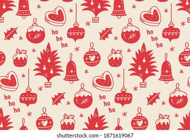 Christmas seamless pattern vector illustration, xmas wallpaper, print, fabric