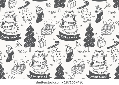 Ilustración vectorial de patrón ininterrumpida de Navidad, papel tapiz de navidad, impresión, tela