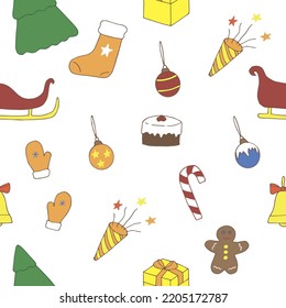 Weihnachten, nahtlose Muster, Vektorgrafik, handgezeichnet