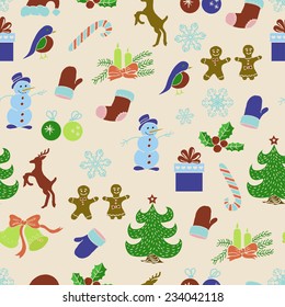 Christmas seamless pattern. Vector illustration for your design