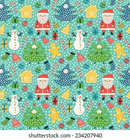 Christmas seamless pattern. Vector illustration.