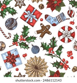 Christmas seamless pattern vector illustration