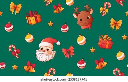 Navidades sin patrón con Ilustración vectorial de regalos, arcos, juguetes. Patrón para el diseño de la tela, papel de embalaje, Navidades y decoración del año Nuevo. Cajas de regalo.