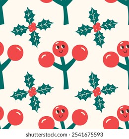 Christmas seamless pattern vector illustration. Children print in hand-drawn style. 