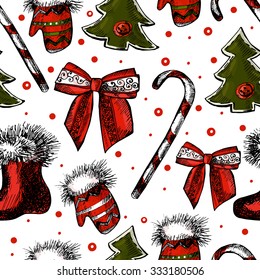 Christmas seamless pattern. Vector illustration.